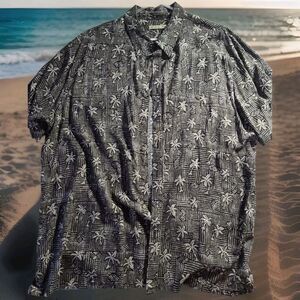 Aloha Shirt‎ Batik Bay Mens Hawaiian Camp 2XB Grey Palms 844